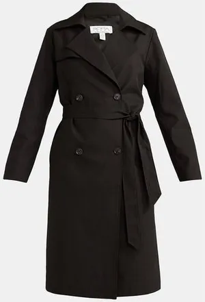 Sofia Jeans Womens Trench Coat Sz M Black Soot Double Breasted Belted Long thumbnail 1
