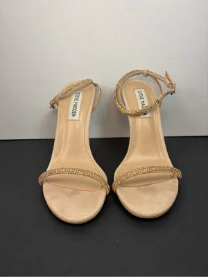 Steve Madden Nude Gold Embellished Ankle-Strap Heels thumbnail 2