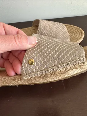 UGG Cherry Exotic Embossed Beige Leather Jute Espadrille Slides Sandals Size 9 thumbnail 10