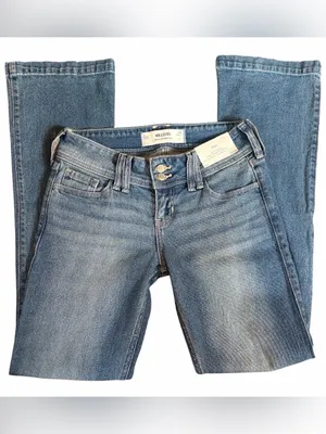 Hollister Ultra Low Rise Boot Cut Jeans Embroidered back NWT thumbnail 3