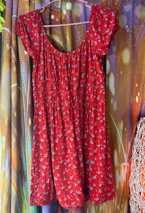 Red Floral Mini Dress ❤️ Size L thumbnail 1