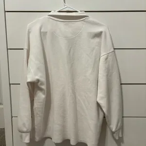 Aerie White Oversized Quarter Zip Pullover thumbnail 3