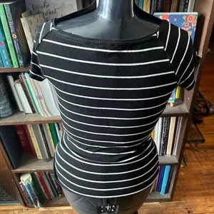 White House Black Market square neck striped M minimalist blouse thumbnail 2