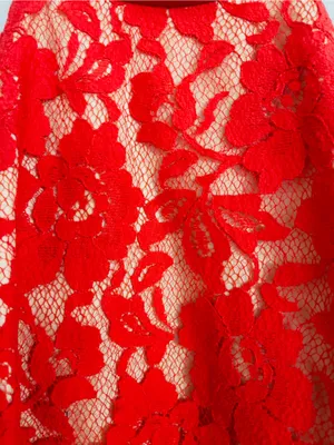 ABS Allen Schwartz Red Floral Lace Halter Dress Sheath Cocktail Wedding Guest 4 thumbnail 6