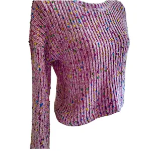 Generation K Pink Confetti Chenille Crew Neck Sweater XL Soft Cozy thumbnail 4