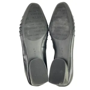 Anne Klein Crystell Women's Black Faux Leather Vegan Ballet Flat Shoes Size 10M thumbnail 4