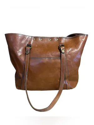 Patricia Nash Cognac Brown Leather Benvenuto Large Shoulder Bag thumbnail 3