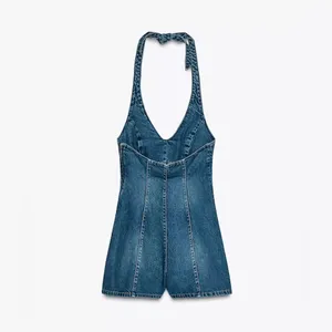 Zara TRF‎ HALTER DENIM JUMPSUIT thumbnail 5
