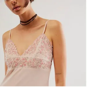 NWOT Free People Midnight Magic Maxi Slip Dress Pink Beaded Lace Trim thumbnail 5