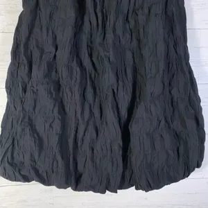 There Elsewhere crinkle Black Ruched Bubble Midi Skirt size L thumbnail 3