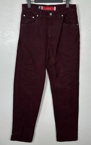 Levis Vintage Silver Tab Loose Pants Jeans Womens 8 Baggy‎ Leg Wine Burgundy thumbnail 1