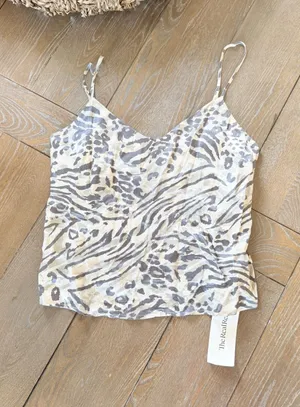 Rails Paola Top Womens Grey Zebra Animal Print XS thumbnail 1