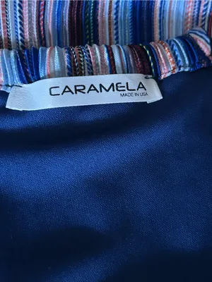 Caramela Striped Halter Maxi Dress in Blue White & Red MD thumbnail 13