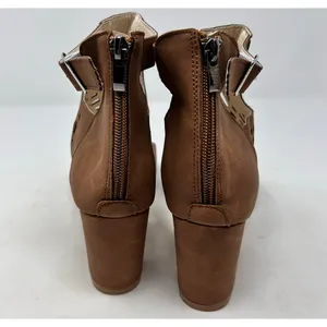 Roman Style Hollow Out‎ Peep Toe Square Heel Brown Sandals Size 43 = 10 thumbnail 3