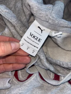 Vogue Light Heather Gray Hoodie with Burgundy Logo thumbnail 4