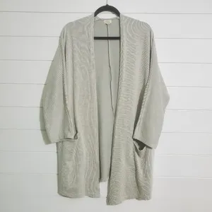 DONNI Anthropologie Sandwash‎ Cardigan OSFM Ribbed Sweater Coat Gray One Size thumbnail 2