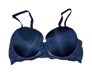 Victoria's Secret Dream Angels Lined‎ Demi Bra Navy Blue Lace 34DD 360275-3ET thumbnail 1