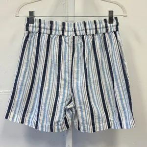 Argee Design Studio Blue White Striped Cotton Drawstring Shorts‎ Women's Medium thumbnail 2