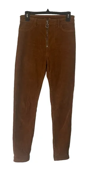 Women's‎ Size 28 Corduroy Zip Up Hippie Boho Tan Skinny Pants thumbnail 1