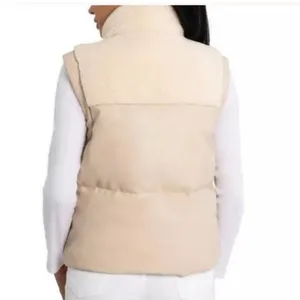 Women's Faux Leather Yoke Sherpa Vest Jacket Cream Pockets XXLARGE NWT thumbnail 2