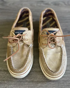 Sperry Top-Sider‎ Boat Shoes Women's 7M Gold Metallic Leather Loafers thumbnail 1