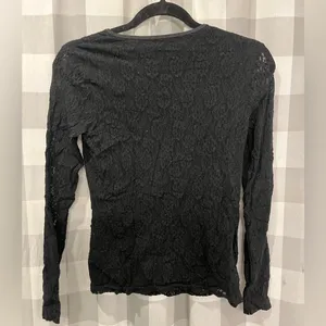 Y2K whimsy goth fairy Karen Kane Black Lace Long Sleeve Top thumbnail 5