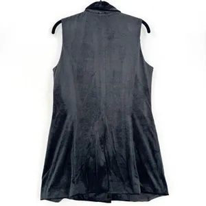 A New Day Black Velvet Longline Vest S Double Breasted Shawl Collar Tailored Top thumbnail 2