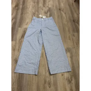 Miou Muse Blue White Striped High Rise Wide Leg Pants New Size Medium thumbnail 2