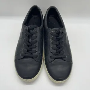 ECCO Womens Size 7 Shoes Black Soft‎ Perforated Leather Low Top Lace Up Sneakers thumbnail 3