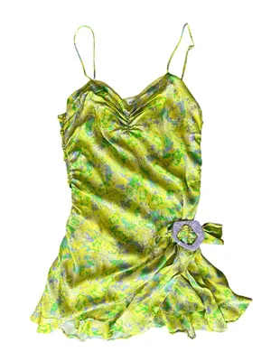 For Love And Lemons FL&L Women’s Dubois Green Floral Asymmetrical Mini Dress thumbnail 11