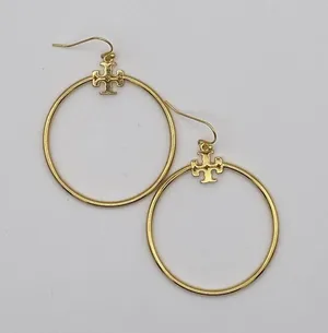 Tory Burch stacked T-logo circle drop earrings, new thumbnail 4