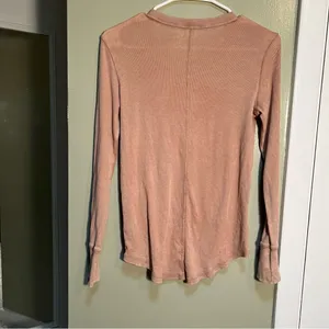 Aerie Women's Size Small Real Soft Button Front Henley Top Beige Tan Ribbed Long thumbnail 7