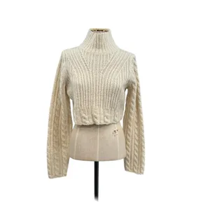 & Other Stories Cable Knit Sweater‎ Cropped Wool Blend Cream Ivory Size Small thumbnail 3