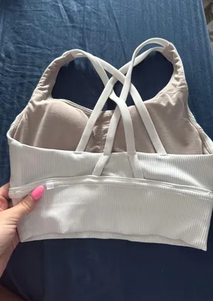 Lululemon White Ribbed energy bra 4 thumbnail 2