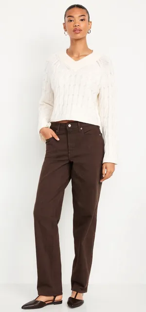 Old Navy High-Waisted OG Loose Jeans | Brown | Size 14 thumbnail 1