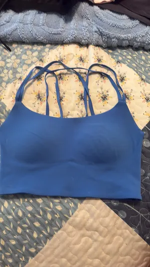 Bright blue sports bra aerie thumbnail 3