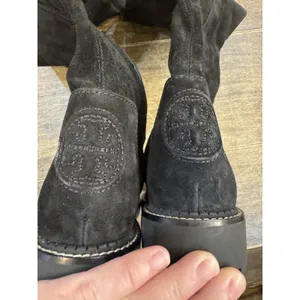 Tory Burch Black Suede Logo Miller Over the Knee Tall Logo Boot Shoes Size 7.5 thumbnail 7