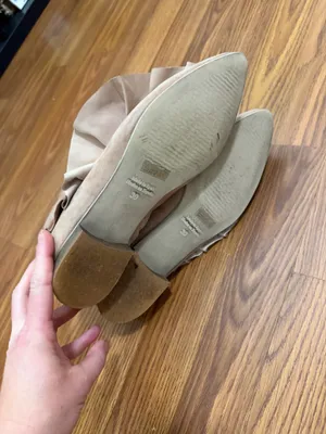 Anthropologie Ruffled Suede Tan Ankle Boots Size 8.5. thumbnail 5