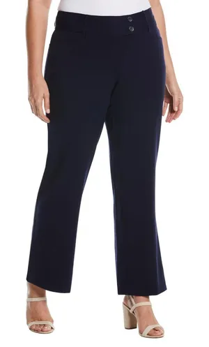NWT Rafaella Womens Plus Size Curvy Fit Bootcut Pants with Pockets Navy Blue 18W thumbnail 1