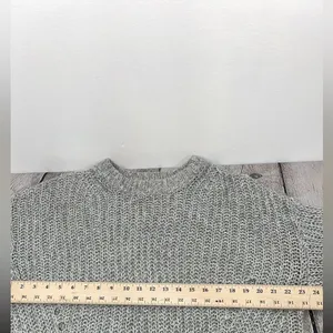 American Eagle Open knit crew neck pulloverer sweaterter gray Medium oversized thumbnail 13