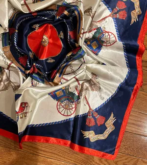 Vintage Regal Carriage&Horse EQUESTRIAN oversized square Silk Scarf 35/35 thumbnail 15