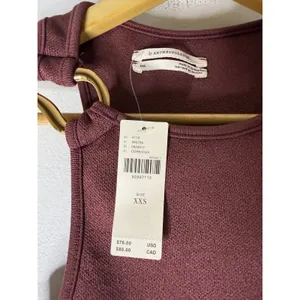 Anthropologie Copper Knit Ring Detail Tank Top XXS Burgundy Racerback Sleeveless thumbnail 4