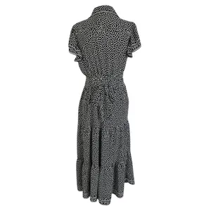 Max Studio Black Polka Dots Collared Blouson Midi Dress Women Size XS | 28-1 thumbnail 2