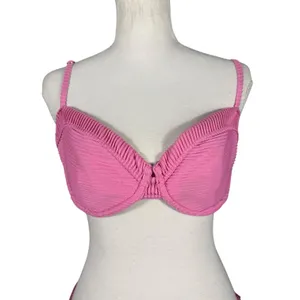 Hollister Bikini Set Womens M/S Pink Ribbed Underwire High Cut Swim 36B thumbnail 5