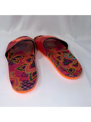 Adidas Adilette Comfort Slides Floral Print Women’s Size 9 Bright Pink Orange thumbnail 6