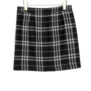 J. Crew Black and White Tweed Plaid Preppy Mini Skirt Size 4 thumbnail 4