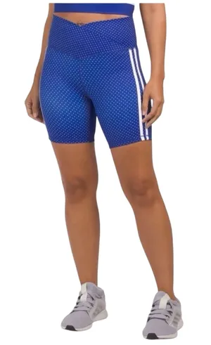 NWT Wilo the Label Contour Surf Blue Polka Dot Cross Over Waist Bike Shorts XS thumbnail 1