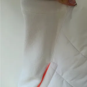 GAP White Quilted Puffer Vest with Neon Pink Trim thumbnail 2