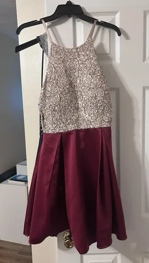 Xtraordinary Maroon Mini Homecoming Dress thumbnail 1