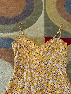 Superdown Aj Cami Ruffle Dress Very Short Mini Floral Print Yellow Size XS thumbnail 3